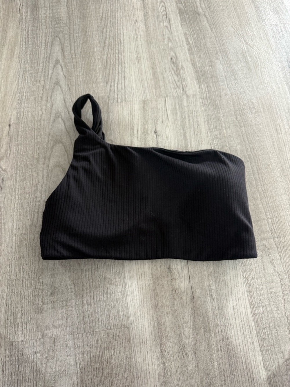 lululemon athletica Black Ribbed One-Shoulder Crop Top